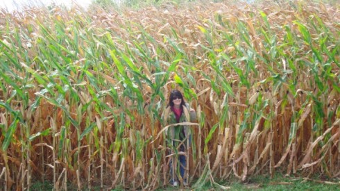 Me hiding in the corn