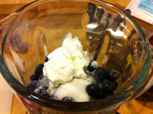 Making blueberry ice cream
