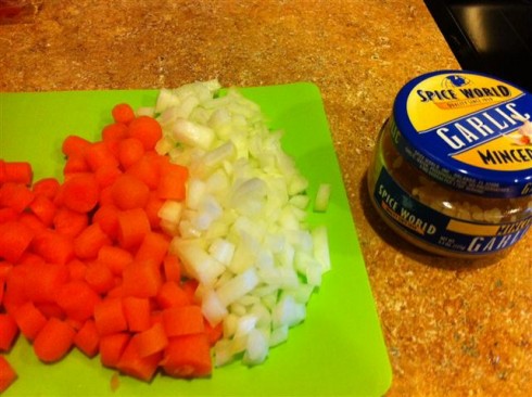 Chopped carrots and onions