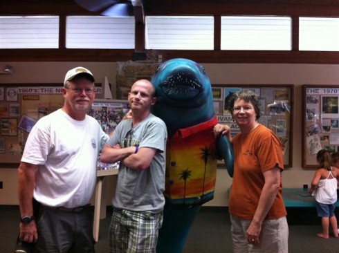 Family with manatee
