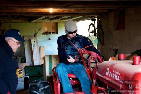 Working on tractor
